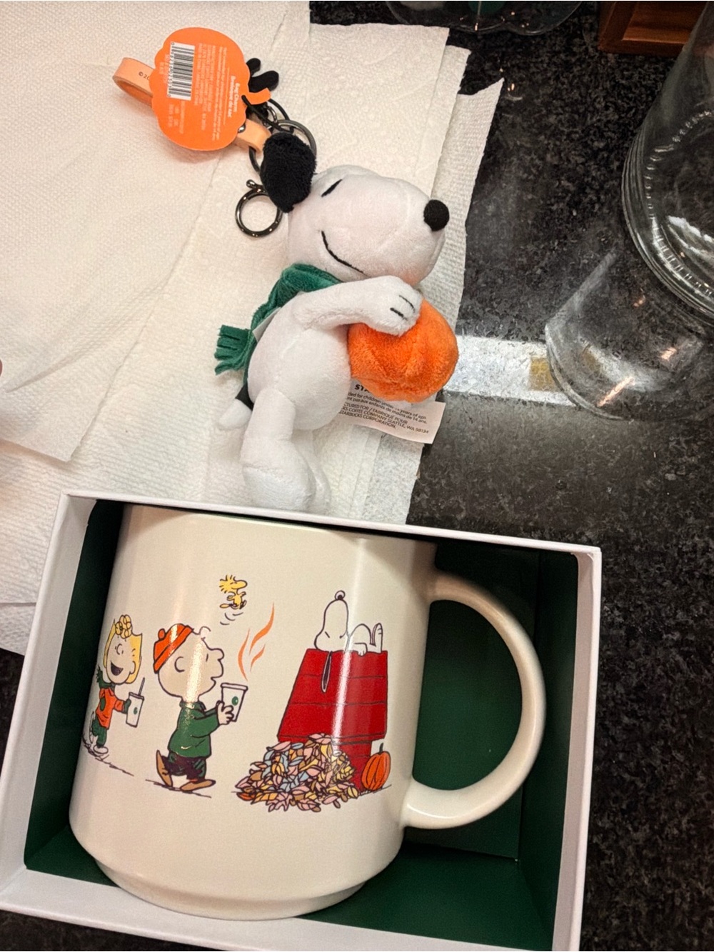 Starbucks Peanuts Snoopy Halloween Mug & Plush Keychain
